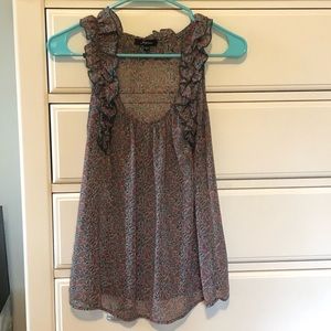 Floral ruffled strap tank top